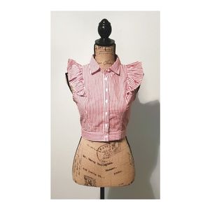 ✦Forever21 Candy Stripe Retro Top Ruffle Pinup S✦